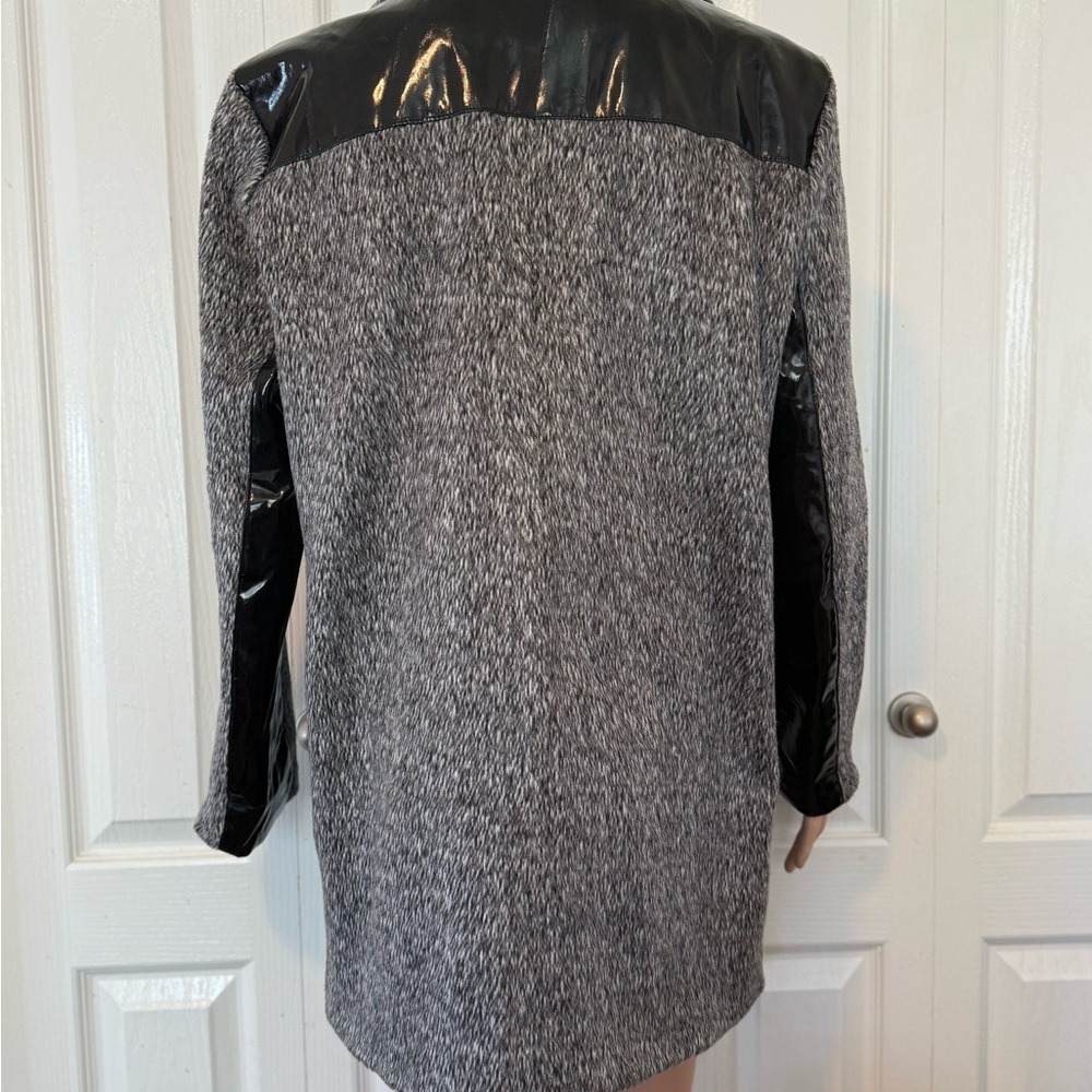English Rose Studded Moto Gray Black Faux Leather Coat M/L Edgy - Picture 6 of 9